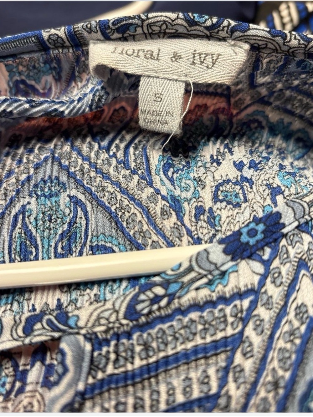 Floral & Ivy Boho Blue Paisley Women's Top - Picture 5 of 6